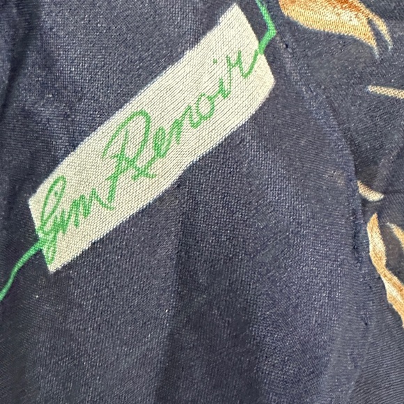 Vtg Authentic Equestrian Birds Art Blue 61.5” x 12.5" rectangle Jim Renoir Italy - Picture 2 of 2